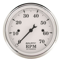 Varvräknare 80mm 7000 RPM In-Dash OLD TYME WHITE